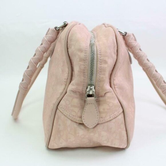 Dior Pink Trotter Style Satchel Logo Print Canvas And Pink Leather - Picture 8 of 8